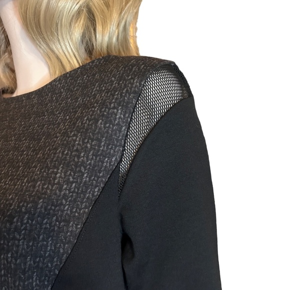 T Tahari Dilana Dress Rayon Blend Sheath Scuba Ashen Mesh Inserts Stretch Lined - Picture 11 of 16